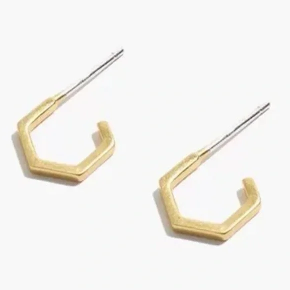 Madewell | Hexagon Mini Hoop Earrings In Vintage Gold New - Picture 1 of 9